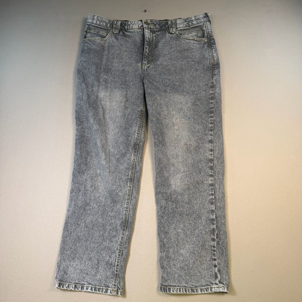 Democracy Jeans Women's Size 12P Stonewash Gray Denim Ab Solution Straight Leg